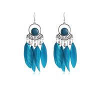 KHJH Boucles d'oreilles Pendantes, Boucles d'oreilles Pendantes Vintage Boho Gypsy Plume Perle Gland Exquis Unique Crochet Pendantes Boucles d'oreilles pour Femmes Mariage Saint-Valentin Bi