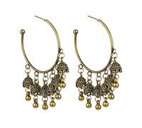 KHJH Boucles d'oreilles pour Femmes,Vintage Boucles d'oreilles Créoles Boho Ethnique Gypsy Gravé Cloches Anciennes Lanterne Gland Unique Chic Crochet De Poisson Percé Dangle Boucles D'O