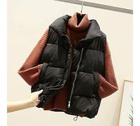 KHJH Doudoune sans Manche Femme, Gilet pour Dames avec Revers Zippé Noir Gilet De Transition Hiver Veste sans Manches Gilet Matelassé Élégant Gilet Chaud Femmes Hiver Gilet Doudoune Office Home,L