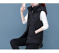 KHJH Doudoune Sans Manche Femme,Gilet Pour Femme Avec Veste Manches Noire À Capuche Amovible Chaud Ultraléger Gilet Paddad Manteau D'Hiver Matelassé De Sp, XL