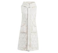 KHJH Gilet sans Manches Femme,Dames Gilet Longue Veste sans Manches Blanc À Capuche Steppweste Gilet Élégant Gilet Matelassé sans Manches Manteau Puffer Gilet Femmes Fille Hiver Chaud Gilet Bureau Ma