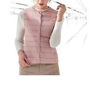 KHJH Gilet sans Manches Matelassé pour Femme,Doudoune Femme Col Rond Court Léger Matelassé sans Manches Bouton Gilet Slim Manteau Rembourré Bodywarmer pour Automne Hiver Quotidien Marche en Plein Air