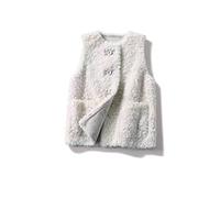 KHJH Manteau sans Manche Femme,Gilet Matelassé sans Manches Femme Fourrure De Laine d'agneau Beige Steppweste Élégant Manteau sans Manches Veste Doudoune Femme Fille Hiver Chaud Gilet Office Home,S