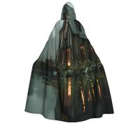 Khkbnb Cape à capuche « A small house by the lake » pour adulte, costume d'Halloween, parfait pour le cosplay de sorcière, les fêtes d'Halloween d'horreur