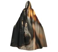 Khkbnb Cape à capuche The Waiting Cat pour adulte, costume d'Halloween, parfait pour le cosplay de sorcière, les fêtes d'Halloween d'horreur
