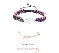 KHKINDPRO Bracelet double couche réglable avec inscription « To My Mom/Wife/Daughter/Best Friend and Favorite People » - Cœur éternel - Pierre naturelle empereur - Jaspe empereur - Perles - Bracelet