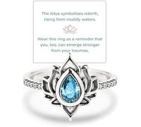 KHKINDPRO FCK My Trauma Bague lotus étincelante sans boue, sans lotus, bague de rappel inspirante en forme de fleur de lotus qui ne ternit pas, bague en zircon cadeau pour maman et fille, 6, Métal