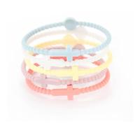 KHKINDPRO Lot de 4 bracelets en silicone avec croix Jésus, bracelet en caoutchouc pour enfants/femmes/moi (couleur claire), 6,69