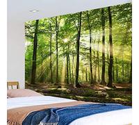 KHKJ Soleil à Travers Grand Arbre Tapisserie forêt Nature Paysage tenture Murale Couverture Mandala Tapis dortoir Boho décor à la Maison A14 200x180 cm