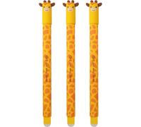 Khkui-Eberhard Faber 599037 - Stylo Roller Effaçable Girafe, 3 Stylos Animal Erase It, Stylos Gel Bleus 0,7 Mm