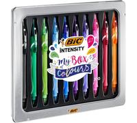 Khkui-Gel-Ocity Quick Dry My Box Of Colours - Stylos-Gel Rétractables Séchage Ultra-Rapide - Pointe Moyenne (0,7 Mm) - Couleurs Assorties, Boîte Cadeau Métal De 10
