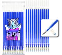 Khkui-Lot De 12 Recharges Xxl Pour Stylo Gel Effaçable Également Compatible Avec Les Liens Couleur Bleu Pointe 0,5. Bullet Bâton Pour Écriture, Sur Tissu Et Cuir Thermo-Effaçable