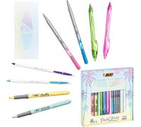 Khkui-Pastel Dream Kit - 3 Stylos Gel/4 Feutres D'écriture/4 Surligneurs Pastel/4 Stylos-Bille/1 Bloc-Notes - Coffret Cadeau De 16