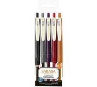 Khkui-Zebra Sarasa Clip 0.5 Retractable Gel Ink Pen, Rubber Grip, 0.5 Mm, Vintage Colours, 5 Colour Ink (Jj15-5c-Vi2)