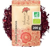 Khla - Fleurs d’Hibiscus Bio 200 g - Tisane & Infusion Bien-Être - Hydratation & Digestion - Chaude ou Glacée - Sachet Vrac - Florale & Aromatique - Riche en Antioxydants - Origine Égypte