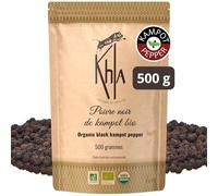 Khla - Poivre Noir de Kampot Bio - Poivre en Grains 500g - sachet refermable - Grand Cru, Rare - Ingrédient Cuisine - Direct Producteur - Épice d’Asie - Origine Cambodge