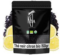 Khla - Thé Noir Citron Bio - Sachet Vrac 150g - Thé Tonique - Saveur Citronnée Agrumes - Détox Digestion - Feuilles Séchées - Asie Ceylan - Origine Sri Lanka - Tisane & Infusio
