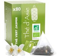 Khla - Thé Vert Jasmin Bio - 80 Sachets - Infusettes Pyramide - Chaud ou Glacé - Jasmine Tea - Floral & Aromatique - Riche en Antioxydants - Sommeil, Digestion - Thé d’Asie - Origine Chine
