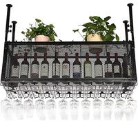 KHLMSRXJ Casiers à vin muraux - Support à Suspendre pour Bar/Refroidisseur à vin de comptoir de Bar à Hauteur réglable en Fer forgé, Peut Suspendre Plusieurs Verres à vin/Support à vin susp