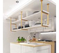 KHLMSRXJ Étagère à vin de Cuisine à Montage au Plafond | Étagère à casseroles/étagère Suspendue, Organisateur de Rangement de Cuisine, Support de Plateau, en Bois et en métal, Blanc (Taille