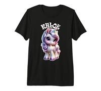 Khloe Motif Licorne Mignon pour Fille Nom Khloe T-Shirt Haut de Gamme