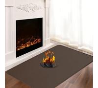 Khongoo Tapis Ignifuge de Cheminée Rectangulaire, 80 x 50 x 0.1 cm, Marron | Polyvalent tapis anti feu devant cheminee, fibre de verre protège sols et tapis des étincelles et braises, facile d'entretien