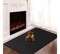 Khongoo Tapis Ignifuge de Cheminée Rectangulaire, 80 x 50 x 0.1 cm, Noir | Polyvalent tapis anti feu devant cheminee, fibre de verre protège sols et tapis des étincelles et braises, facile d'entretien