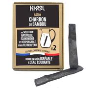 KHOOL - Charbon Actif Eau - 2 Bâtons de Charbon de Bambou Naturel - Format Découverte - Bâton Filtrant pour Carafe et Gourde - Alternative Écologique aux Cartouches - Origine France