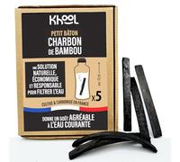 KHOOL - Charbon Actif Eau - 5 Bâtons Petit Format 50 e Charbon de Bambou Naturel - Idéal Gourde et Bouteille à Col Étroit - Filtration Naturelle Quotidienne Sans Cartouche - Origine France