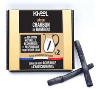 KHOOL - Lot de 2 Bâtons de Charbon de Bambou Purificateur d’Eau, Origine France, 1 à 2 cm de diamètre, 1 Bâton = 1 L, purifie l’eau dans une bouteille, carafe ou gourde