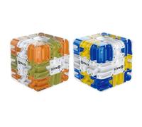 Khoolty Jeu, Le Cube Labyrinthe 3D - Qui Transforme La Logique en Plaisir Puzzle Interactif, Adapté Aux Enfants Et Aux Adultes Cube Casse-Tête, Développe La Logique Et La Concentration(Blue+Orang)