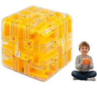 Khoolty Le Cube Labyrinthe V3,3D Labyrinthe Puzzle Cube - Mille Chemins vers La Réussite Jeu Casse pour Adultes Et Adolescents (Jaune,X1)