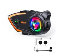 Khptop Intercom Moto Casque de Moto Casque Bluetooth 500m 2 Ride Casque Bluetooth interphone Casque avec CVC Bruit qualité sonore Haut - Parleur système de Communication Moto/motoneige/vélo/Sport Y80