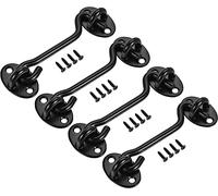 KHRKHHXLA Crochet et œillet de Verrouillage de Porte, 10,2 cm, Crochet de Cabine, loquet de Porte, Crochet de fenêtre pivotant 201 avec vis, 4 Boutons Noirs