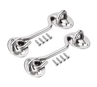 KHRKHHXLA Crochet et œillet de Verrouillage de Porte, 7,6 cm, Crochet de Cabine, loquet de Porte, Crochet de Porte de fenêtre pivotant avec vis de Montage, Bouton 2 pièces