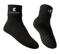 Khroom Chaussettes aquatiques en néoprène de 3 mm pour homme, femme, enfant | Chaussettes d'eau avec semelle antidérapante - Noir - Chaussettes aquatiques imperméables pour la plage et le volleyball |