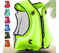 Khroom Gilet Gonflable Conforme aux Normes EU | 150-210 cm, jusqu'à 100 kg | Gilet de flottaison pour Adultes/Ados | Aide à la flottabilité pour plongée en apnée, Le Kayak et Le Sup (V2 Jaune)