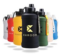 Khroom Gourde Fitness/Sport 1,3L & 2,2L - Bouteille en acier inoxydable - Pour boissons gazeuses, étanche, lavable au lave-vaisselle, simple paroi, sans BPA | Métallique - 1 Litre Noire