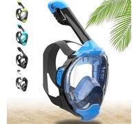 Khroom Masque de plongée en apnée pour Adultes et Enfants - Seaview Y | sans Danger au Niveau du CO2 | Masque intégral | Équipement de plongée avec Masque Complet/Easy-Breathing (SM Bleu)