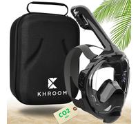 Khroom Masque de plongée en apnée pour Adultes et Enfants - Seaview Y | sans Danger au Niveau du CO2 | Masque intégral | Équipement de plongée avec Masque Complet / Easy-Breathing (SM Noir + étui)