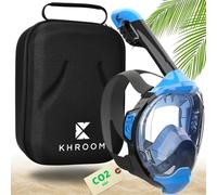 Khroom Masque de plongée en apnée pour Adultes et Enfants - Seaview Y | sans Danger au Niveau du CO2 | Masque intégral | Équipement de plongée avec Masque Complet/Easy-Breathing (SM Bleu+étui)