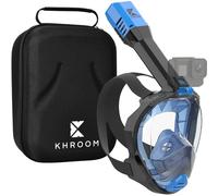 Khroom Masque de Plongée Intégral | Notre Meilleur Masque Tuba Snorkeling Plein Visage pour Adultes - Seaview Pro | sans Risque de CO2 | Vision Cristalline, Respiration Facile (S/M Bleu+Housse)