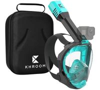 Khroom Masque de Plongée Intégral Seaview Pro | Notre Meilleur Masque de Snorkeling pour Adultes | sans Risque de CO2 | Vision Cristalline, Respiration Facile, Facile à Utiliser (L-XL Turquoise+Case)