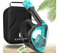 Khroom Masque de Plongée Intégral Seaview Pro | Notre Meilleur Masque de Snorkeling pour Adultes | sans Risque de CO2 | Vision Cristalline, Respiration Facile, Facile à Utiliser (S/M Turquoise+Case)