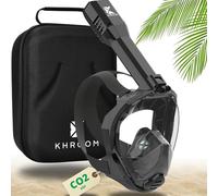 Khroom Masque de Plongée Intégral Seaview Pro | Notre Meilleur Masque de Snorkeling pour Adultes | sans Risque de CO2 | Vision Cristalline, Respiration Facile, Facile à Utiliser (L-XL Noir+Soft-Case)