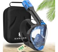 Khroom Masque de Plongée Intégral Seaview Pro | Notre Meilleur Masque de Snorkeling pour Adultes | sans Risque de CO2 | Vision Cristalline, Respiration Facile, Facile à Utiliser (L-XL Bleu+Soft-Case)