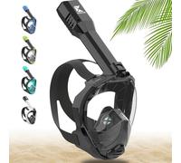Khroom Masque de Plongée Intégral Seaview Pro | Notre Meilleur Masque de Snorkeling pour Adultes | sans Risque de CO2 | Vision Cristalline, Respiration Facile, Facile à Utiliser (L-XL Noir)