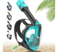 Khroom Masque de Plongée Intégral Seaview Pro | Notre Meilleur Masque de Snorkeling pour Adultes | sans Risque de CO2 | Vision Cristalline, Respiration Facile, Facile à Utiliser (L-XL Turquoise)