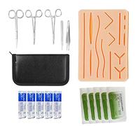 KHSASDDC Kit de Pratique de Suture complète, Formation de Suture d'étudiant médical avec 14 blessures pré-coupées, Outils de Suture, Fil de Suture et Aiguille