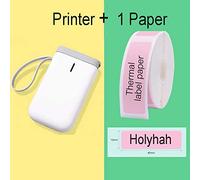 KHTO Étiquette Imprimante sans Fil Portable Étiquette Thermique Pocket Bluetooth Imprimante Impression Rapide pour Usage Domestique Bureau (Printer+1 Pink Paper)